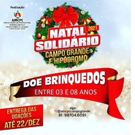 AINDA DÁ TEMPO DE VOCÊ COLABORAR COM O NATAL SOLIDÁRIO DE CAMPO GRANDE E HIPÓDROMO